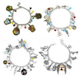 Movie HP Potter Deathly Hallows Bracelet Time Turner Hogwarts School Logo Bangles Bracelets for Women Men Jewelry Gift